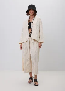 Spodnie Caprié Stripes Beżowo-Czarne 