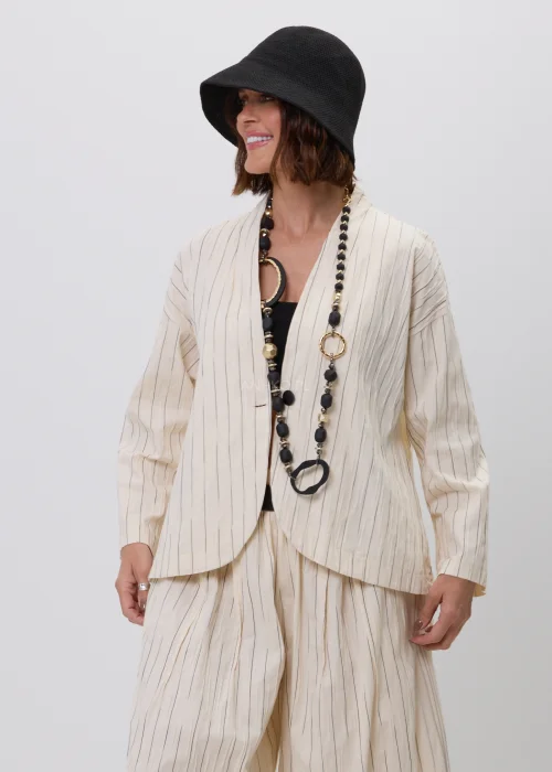 Marynarka Caprié Stripes Beżowo-Czarna 
