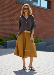 Spodenki Lniane Zenora Camel