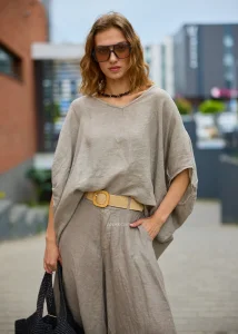 Bluzka Lniana Sole Anne Taupe 