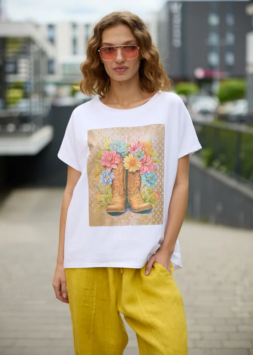 Bluzka Cowboy Boots Beige Biała 