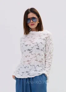 Bluzka Koronkowa Crinkle Crush Biała 