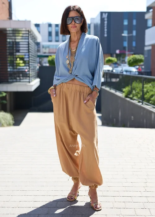 Spodnie Lniane Layer Ron Camel 